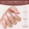UNA GELLA Almond Press On Nails – 32Pcs 16 Sizes Pastel Lilac Lavender Fake Nails with Glue and Adhesive Tabs, Opaque Reusable Glue On Nails Kit for Women Manicure(Milky White)