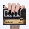 UNA GELLA Almond Press On Nails – 32Pcs 16 Sizes Pastel Lilac Lavender Fake Nails with Glue and Adhesive Tabs, Opaque Reusable Glue On Nails Kit for Women Manicure(Black Diamond)