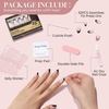 UNA GELLA Almond Press On Nails – 32Pcs 16 Sizes Pastel Lilac Lavender Fake Nails with Glue and Adhesive Tabs, Opaque Reusable Glue On Nails Kit for Women Manicure(Black French)