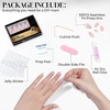 UNA GELLA Almond Press On Nails – 32Pcs 16 Sizes Pastel Lilac Lavender Fake Nails with Glue and Adhesive Tabs, Opaque Reusable Glue On Nails Kit for Women Manicure(Parisian Dot Muse)