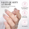 UNA GELLA Almond Press On Nails – 32Pcs 16 Sizes Pastel Lilac Lavender Fake Nails with Glue and Adhesive Tabs, Opaque Reusable Glue On Nails Kit for Women Manicure(Silver Spun Sugar)
