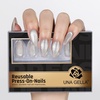 UNA GELLA Almond Press On Nails – 32Pcs 16 Sizes Pastel Lilac Lavender Fake Nails with Glue and Adhesive Tabs, Opaque Reusable Glue On Nails Kit for Women Manicure(Silver Galaxy)