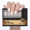 UNA GELLA Almond Press On Nails – 32Pcs 16 Sizes Pastel Lilac Lavender Fake Nails with Glue and Adhesive Tabs, Opaque Reusable Glue On Nails Kit for Women Manicure(Milky Jelly Muse)