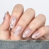 UNA GELLA Almond Press On Nails – 32Pcs 16 Sizes Pastel Lilac Lavender Fake Nails with Glue and Adhesive Tabs, Opaque Reusable Glue On Nails Kit for Women Manicure(Liquid Silver Swirl)