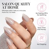 UNA GELLA Almond Press On Nails – 32Pcs 16 Sizes Pastel Lilac Lavender Fake Nails with Glue and Adhesive Tabs, Opaque Reusable Glue On Nails Kit for Women Manicure(Earl Grey Latte)