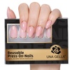 UNA GELLA Almond Press On Nails – 32Pcs 16 Sizes Pastel Lilac Lavender Fake Nails with Glue and Adhesive Tabs, Opaque Reusable Glue On Nails Kit for Women Manicure(Gilded Rose)