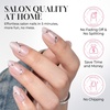 UNA GELLA Almond Press On Nails – 32Pcs 16 Sizes Pastel Lilac Lavender Fake Nails with Glue and Adhesive Tabs, Opaque Reusable Glue On Nails Kit for Women Manicure(Liquid Silver Swirl)