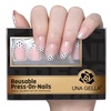UNA GELLA Almond Press On Nails – 32Pcs 16 Sizes Pastel Lilac Lavender Fake Nails with Glue and Adhesive Tabs, Opaque Reusable Glue On Nails Kit for Women Manicure(Parisian Dot Muse)