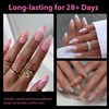 UNA GELLA Almond Press On Nails – 32Pcs 16 Sizes Pastel Lilac Lavender Fake Nails with Glue and Adhesive Tabs, Opaque Reusable Glue On Nails Kit for Women Manicure(MediumAlmond)