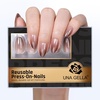 UNA GELLA Almond Press On Nails – 32Pcs 16 Sizes Pastel Lilac Lavender Fake Nails with Glue and Adhesive Tabs, Opaque Reusable Glue On Nails Kit for Women Manicure(Mocha Ombre)