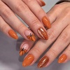 UNA GELLA Halloween Press On Nails Short Almond, 32Pcs Pumpkin Fake Nails Soft Gel Nail Tips Almond Shape in 16 Sizes with Semi Glue and Jelly Tabs, Orange Glitter Finish for Party Fall Manicures(Hallowween Glitter Short Almond)