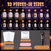 UNA GELLA Halloween Press On Nails Short Almond, 32Pcs Pumpkin Fake Nails Soft Gel Nail Tips Almond Shape in 16 Sizes with Semi Glue and Jelly Tabs, Orange Glitter Finish for Party Fall Manicures(Tiny Pumpkin Boo Short Squoval)