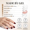 UNA GELLA Halloween Press On Nails Short Almond, 32Pcs Pumpkin Fake Nails Soft Gel Nail Tips Almond Shape in 16 Sizes with Semi Glue and Jelly Tabs, Orange Glitter Finish for Party Fall Manicures(Burgundy Brown Short Squoval)