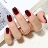 UNA GELLA Halloween Press On Nails Short Almond, 32Pcs Pumpkin Fake Nails Soft Gel Nail Tips Almond Shape in 16 Sizes with Semi Glue and Jelly Tabs, Orange Glitter Finish for Party Fall Manicures(Burgundy Brown Short Squoval)