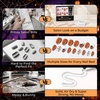 UNA GELLA Halloween Press On Nails Short Almond, 32Pcs Pumpkin Fake Nails Soft Gel Nail Tips Almond Shape in 16 Sizes with Semi Glue and Jelly Tabs, Orange Glitter Finish for Party Fall Manicures(Hallowween Plaid Short Almond)