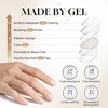 UNA GELLA Halloween Press On Nails Short Almond, 32Pcs Pumpkin Fake Nails Soft Gel Nail Tips Almond Shape in 16 Sizes with Semi Glue and Jelly Tabs, Orange Glitter Finish for Party Fall Manicures(Creamy White Short Squoval)