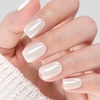 UNA GELLA Short Square Press On Nails, 32 Pcs 16 Sizes Soft Gel Fake Nails, Sheer Jelly Light Pink Glossy False Nails for Women, Reusable Stick On Nails Kit with Glue and Adhesive Tabs(Chrome Pearl White)