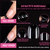 UNA GELLA Short Square Press On Nails, 32 Pcs 16 Sizes Soft Gel Fake Nails, Sheer Jelly Light Pink Glossy False Nails for Women, Reusable Stick On Nails Kit with Glue and Adhesive Tabs(Z-Oval)
