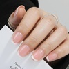 UNA GELLA Short Square Press On Nails, 32 Pcs 16 Sizes Soft Gel Fake Nails, Sheer Jelly Light Pink Glossy False Nails for Women, Reusable Stick On Nails Kit with Glue and Adhesive Tabs(Classic French)