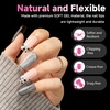 UNA GELLA Short Square Press On Nails, 32 Pcs 16 Sizes Soft Gel Fake Nails, Sheer Jelly Light Pink Glossy False Nails for Women, Reusable Stick On Nails Kit with Glue and Adhesive Tabs(Z-Medium Square)