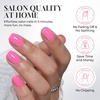 UNA GELLA Short Square Press On Nails, 32 Pcs 16 Sizes Soft Gel Fake Nails, Sheer Jelly Light Pink Glossy False Nails for Women, Reusable Stick On Nails Kit with Glue and Adhesive Tabs(Hot Pink)