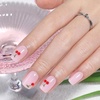 UNA GELLA Short Square Press On Nails, 32 Pcs 16 Sizes Soft Gel Fake Nails, Sheer Jelly Light Pink Glossy False Nails for Women, Reusable Stick On Nails Kit with Glue and Adhesive Tabs(Coquette Cherry)