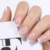 UNA GELLA Short Square Press On Nails, 32 Pcs 16 Sizes Soft Gel Fake Nails, Sheer Jelly Light Pink Glossy False Nails for Women, Reusable Stick On Nails Kit with Glue and Adhesive Tabs(Gilded Marble Square)