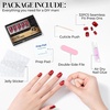 UNA GELLA Short Square Press On Nails, 32 Pcs 16 Sizes Soft Gel Fake Nails, Sheer Jelly Light Pink Glossy False Nails for Women, Reusable Stick On Nails Kit with Glue and Adhesive Tabs(Velvet Crimson)