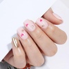 UNA GELLA Short Square Press On Nails, 32 Pcs 16 Sizes Soft Gel Fake Nails, Sheer Jelly Light Pink Glossy False Nails for Women, Reusable Stick On Nails Kit with Glue and Adhesive Tabs(Golden Cupid Chic)