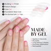 UNA GELLA Short Square Press On Nails, 32 Pcs 16 Sizes Soft Gel Fake Nails, Sheer Jelly Light Pink Glossy False Nails for Women, Reusable Stick On Nails Kit with Glue and Adhesive Tabs(Hot Pink French)