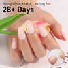 UNA GELLA Short Square Press On Nails, 32 Pcs 16 Sizes Soft Gel Fake Nails, Sheer Jelly Light Pink Glossy False Nails for Women, Reusable Stick On Nails Kit with Glue and Adhesive Tabs(Z-Short Coffin)