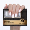 UNA GELLA Short Square Press On Nails, 32 Pcs 16 Sizes Soft Gel Fake Nails, Sheer Jelly Light Pink Glossy False Nails for Women, Reusable Stick On Nails Kit with Glue and Adhesive Tabs(Coconut Milk)