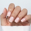 UNA GELLA Short Square Press On Nails, 32 Pcs 16 Sizes Soft Gel Fake Nails, Sheer Jelly Light Pink Glossy False Nails for Women, Reusable Stick On Nails Kit with Glue and Adhesive Tabs(Milky Pink)