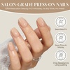 UNA GELLA Short Square Press On Nails, 32 Pcs 16 Sizes Soft Gel Fake Nails, Sheer Jelly Light Pink Glossy False Nails for Women, Reusable Stick On Nails Kit with Glue and Adhesive Tabs(A-Nude)