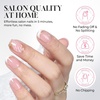 UNA GELLA Short Square Press On Nails, 32 Pcs 16 Sizes Soft Gel Fake Nails, Sheer Jelly Light Pink Glossy False Nails for Women, Reusable Stick On Nails Kit with Glue and Adhesive Tabs(Gilded Marble Square)