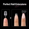 UNA GELLA Short Square Press On Nails, 32 Pcs 16 Sizes Soft Gel Fake Nails, Sheer Jelly Light Pink Glossy False Nails for Women, Reusable Stick On Nails Kit with Glue and Adhesive Tabs(Z-Short Coffin)