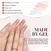 UNA GELLA Short Square Press On Nails, 32 Pcs 16 Sizes Soft Gel Fake Nails, Sheer Jelly Light Pink Glossy False Nails for Women, Reusable Stick On Nails Kit with Glue and Adhesive Tabs(Chrome Nude Pink)
