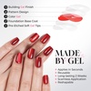 UNA GELLA Short Square Press On Nails, 32 Pcs 16 Sizes Soft Gel Fake Nails, Sheer Jelly Light Pink Glossy False Nails for Women, Reusable Stick On Nails Kit with Glue and Adhesive Tabs(Velvet Crimson)