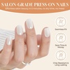 UNA GELLA Short Square Press On Nails, 32 Pcs 16 Sizes Soft Gel Fake Nails, Sheer Jelly Light Pink Glossy False Nails for Women, Reusable Stick On Nails Kit with Glue and Adhesive Tabs(Chrome Pearl White)