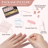 UNA GELLA Short Square Press On Nails, 32 Pcs 16 Sizes Soft Gel Fake Nails, Sheer Jelly Light Pink Glossy False Nails for Women, Reusable Stick On Nails Kit with Glue and Adhesive Tabs(Chrome Nude Pink)