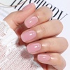 UNA GELLA Short Square Press On Nails, 32 Pcs 16 Sizes Soft Gel Fake Nails, Sheer Jelly Light Pink Glossy False Nails for Women, Reusable Stick On Nails Kit with Glue and Adhesive Tabs(Jelly Blush)