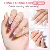 UNA GELLA Short Square Press On Nails, 32 Pcs 16 Sizes Soft Gel Fake Nails, Sheer Jelly Light Pink Glossy False Nails for Women, Reusable Stick On Nails Kit with Glue and Adhesive Tabs(Z-Medium Almond)
