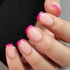 UNA GELLA Short Square Press On Nails, 32 Pcs 16 Sizes Soft Gel Fake Nails, Sheer Jelly Light Pink Glossy False Nails for Women, Reusable Stick On Nails Kit with Glue and Adhesive Tabs(Hot Pink French)