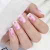 UNA GELLA Short Square Press On Nails, 32 Pcs 16 Sizes Soft Gel Fake Nails, Sheer Jelly Light Pink Glossy False Nails for Women, Reusable Stick On Nails Kit with Glue and Adhesive Tabs(Hot Pink Daisy French)