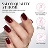 UNA GELLA Short Square Press On Nails, 32 Pcs 16 Sizes Soft Gel Fake Nails, Sheer Jelly Light Pink Glossy False Nails for Women, Reusable Stick On Nails Kit with Glue and Adhesive Tabs(Modern Burgundy)