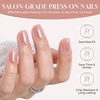 UNA GELLA Short Square Press On Nails, 32 Pcs 16 Sizes Soft Gel Fake Nails, Sheer Jelly Light Pink Glossy False Nails for Women, Reusable Stick On Nails Kit with Glue and Adhesive Tabs(Chrome Nude Pink)
