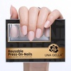 UNA GELLA Short Squoval Press On Nails – 32Pcs 16 Sizes Soft Gel Round Fake Nails with Silver Cat Eye Effect, Light Pink Reusable Artificial Stick On Nails Kit with Glue and Adhesive Tabs(Cloud Pink)
