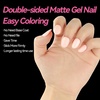 UNA GELLA Short Squoval Press On Nails – 32Pcs 16 Sizes Soft Gel Round Fake Nails with Silver Cat Eye Effect, Light Pink Reusable Artificial Stick On Nails Kit with Glue and Adhesive Tabs(Round)