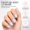UNA GELLA Short Squoval Press On Nails – 32Pcs 16 Sizes Soft Gel Round Fake Nails with Silver Cat Eye Effect, Light Pink Reusable Artificial Stick On Nails Kit with Glue and Adhesive Tabs(Milky Sky)