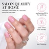 UNA GELLA Short Squoval Press On Nails – 32Pcs 16 Sizes Soft Gel Round Fake Nails with Silver Cat Eye Effect, Light Pink Reusable Artificial Stick On Nails Kit with Glue and Adhesive Tabs(Barely Pink)